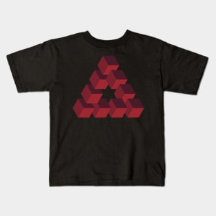 Optical illusion triangle #1- dark reds Kids T-Shirt